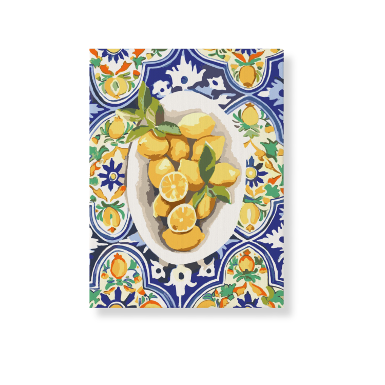 Paint Like Frida - Amalfi Lemons Big Framed Kit - Paint by Numbers Kit - Size 15.7 x 19.6 Framed Canvas